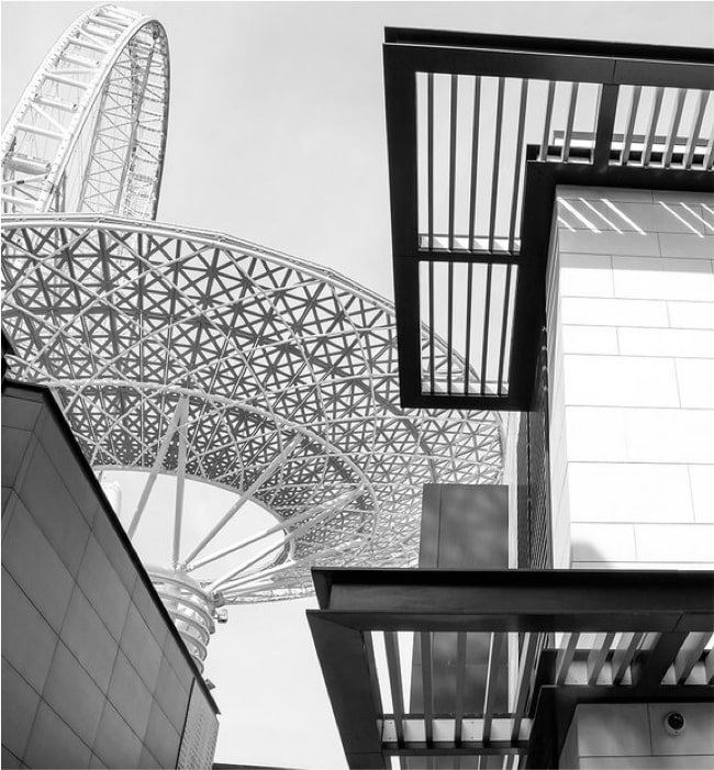 Artistic shot showing old and new in Dubai architecture